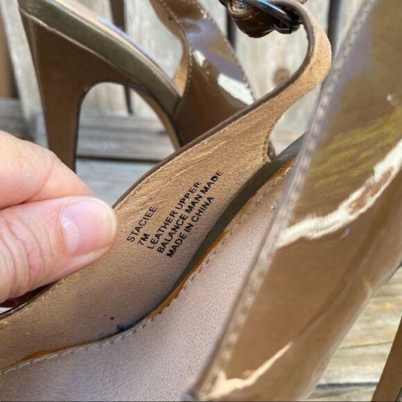 Steve Madden Stacie Slingback Stiletto Patent leather Tan Platform Heels size 7 - Picture 9 of 14